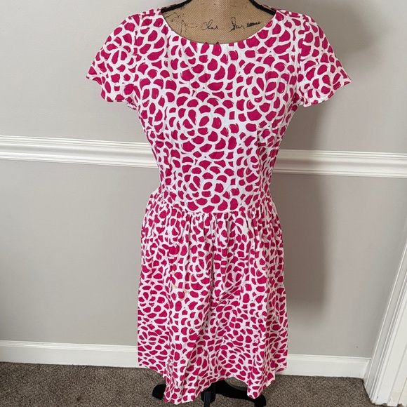 Oscar de la Renta Dresses & Skirts - Oscar de la Renta Fuchsia and White Midi Dress
